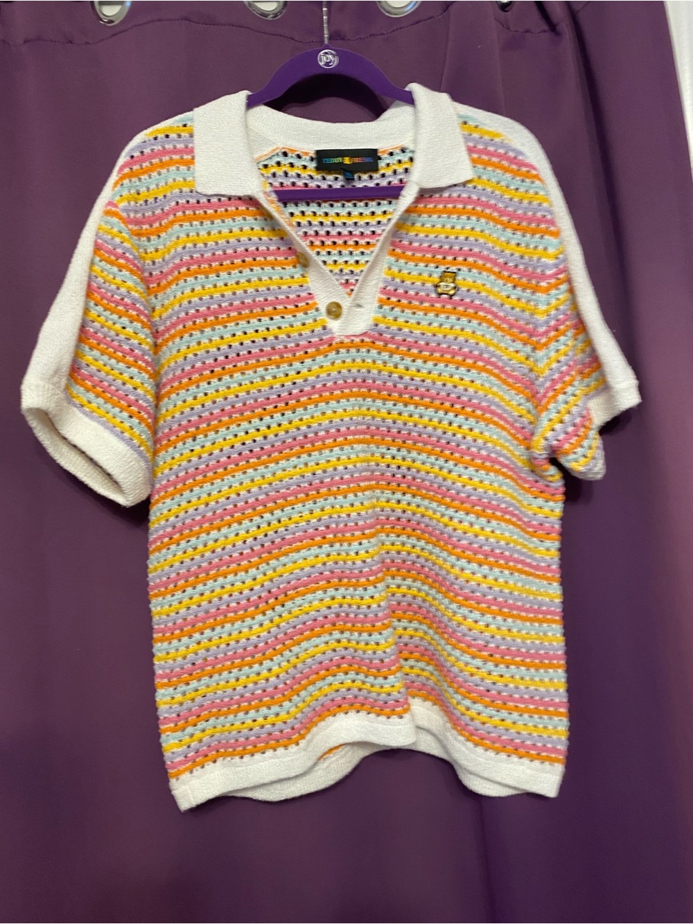 Teddy Fresh Crochet Polo Top XL